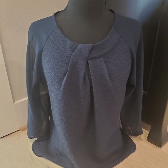Skies Are Blue Tops - Skies are Blue Boucle and sheer 3/4 sleeve top